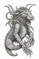 crayfish confronts lion tattoo design idea