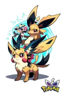 eeveelution Pokemon characters all 9 intertwined tattoo design idea