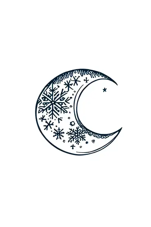 moon,winter, snowflakes tattoo design idea