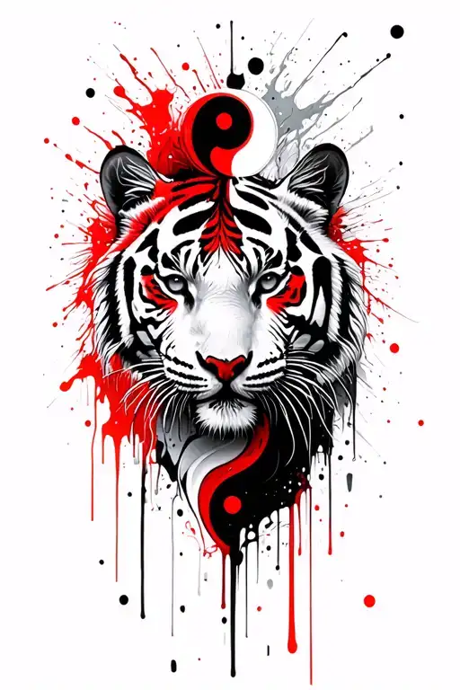 white tiger intertwined yin-yang tattoo design idea
