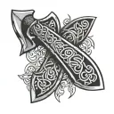 celtic double edge axe tattoo design idea
