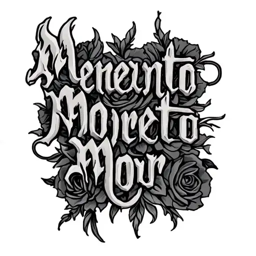 memento mori text tattoo design idea