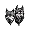 Male And Female Wolf tattoo design idea