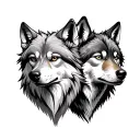 Male And Female Wolf tattoo design idea