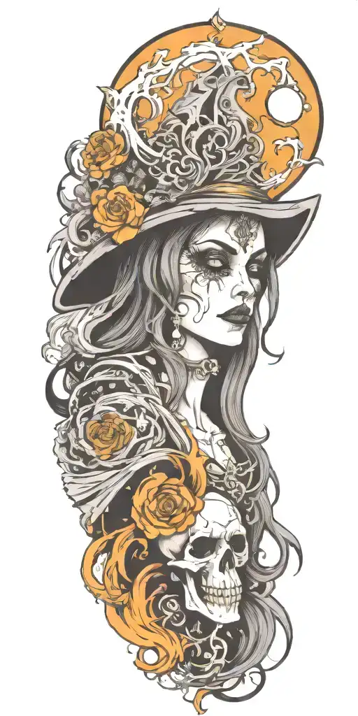 demonic witch alter tattoo design idea