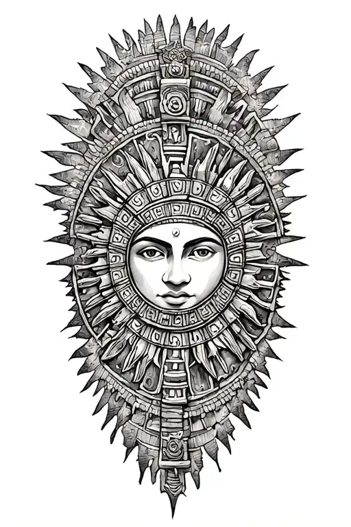 mayan calendar sun tattoo design idea