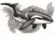 killer whale swimming tattoo design idea