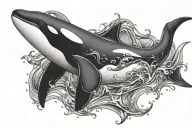 killer whale swimming tattoo design idea