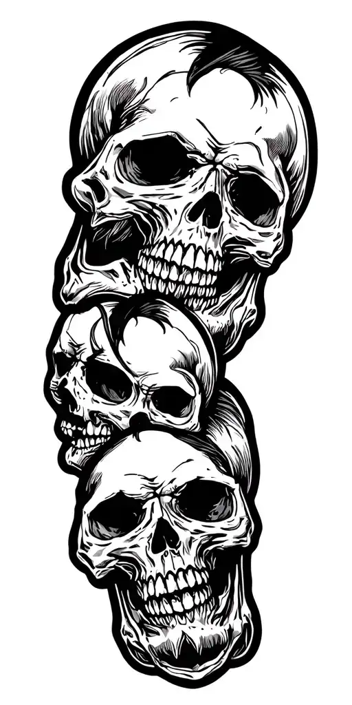 skulls connected up arm sleeve inspired by randy orton tattoo design idea