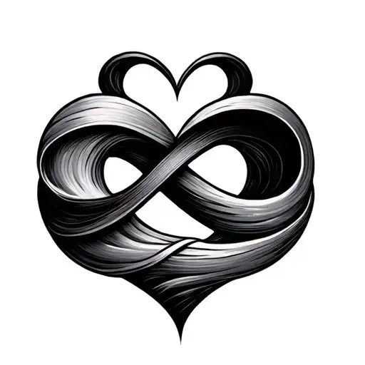 infinity and wave and heart shape tattoo design idea