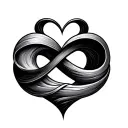 infinity and wave and heart shape tattoo design idea