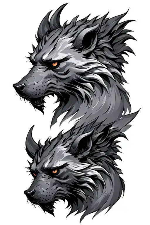 cerberus 3 heads looking tattoo design idea
