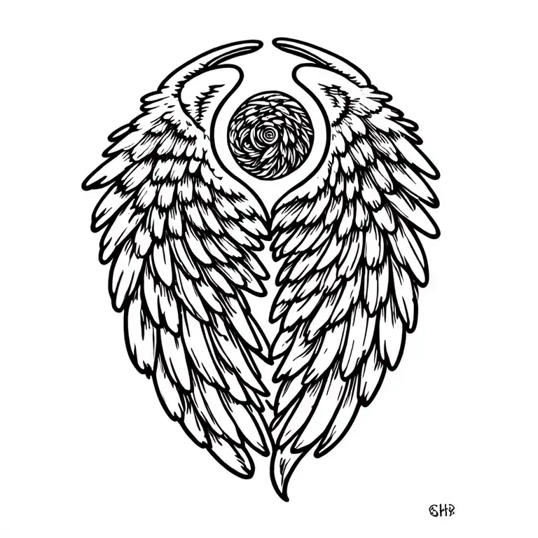 guardian angel wings tattoo design idea