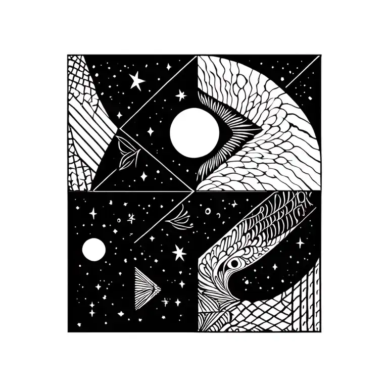 Pisces and Taurus stars tattoo design idea