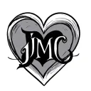 JMC initials with simple heart tattoo design idea