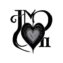 JMC initials with simple heart tattoo design idea
