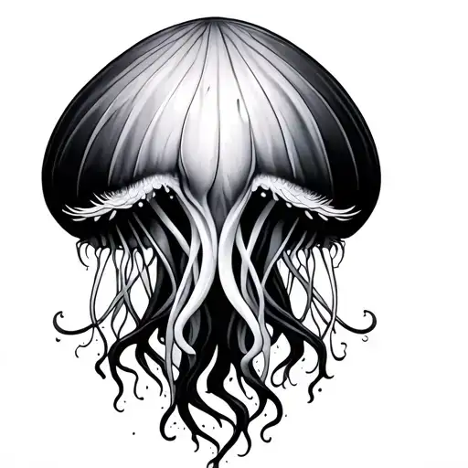 gothic jellyfish with lashes tattoo design idea
