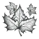 A stylized representation of a maple leaf transforming into a mountain peak, symbolizing your love for both nature and the outdoors tattoo design idea