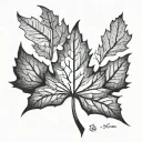 A stylized representation of a maple leaf transforming into a mountain peak, symbolizing your love for both nature and the outdoors tattoo design idea