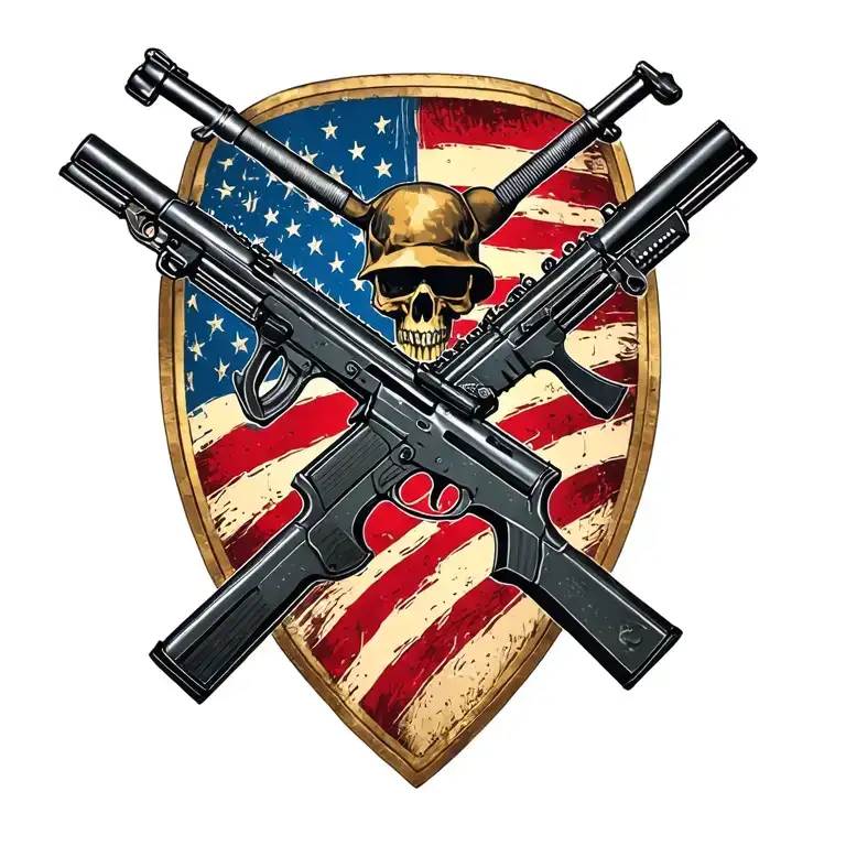 Incorporate the iconic symbol of the US Army infantry crossed rifles in a modern and abstract way tattoo design idea