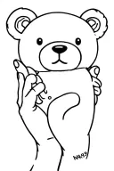 cartoon teddy bear decapitated heads in one hand tattoo design idea