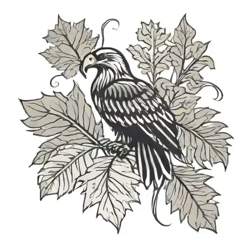 New Mexico Zia symbol with army Eagle bright fall leaves tattoo design idea