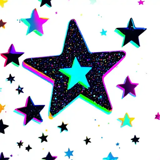 multiple small stars scattered neon colours cyan lime green pink yellow purple orange tattoo design idea