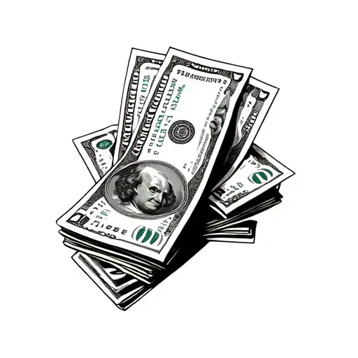 bundle of cash in usd and euro note tattoo design idea