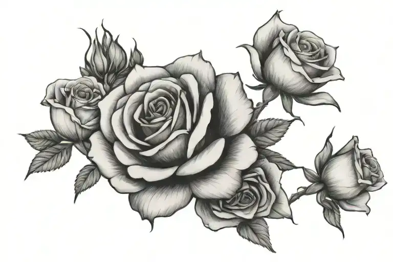 three roses blooming tattoo design idea