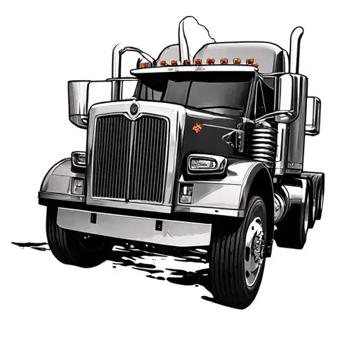 compass and 18 wheeler tattoo design idea