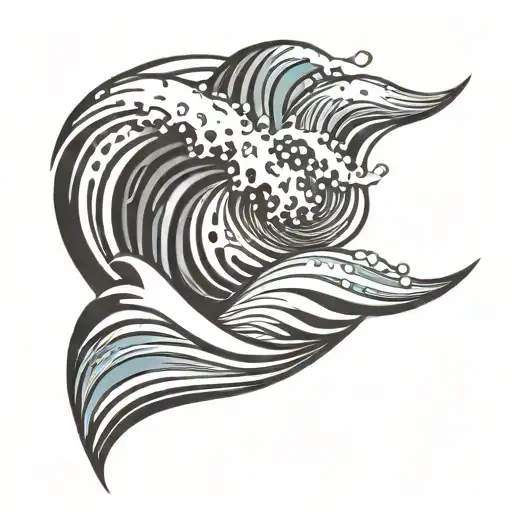 neotribal, ocean waves, lines only use black tattoo design idea