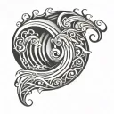 neotribal, ocean waves, lines only use black tattoo design idea