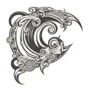 neotribal, ocean waves, lines only use black tattoo design idea