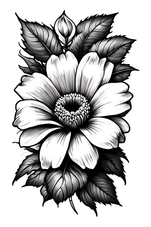 I want a blackout sleeve with negative horizontal bands. inside of the bands, I want a linework flower tattoo design idea