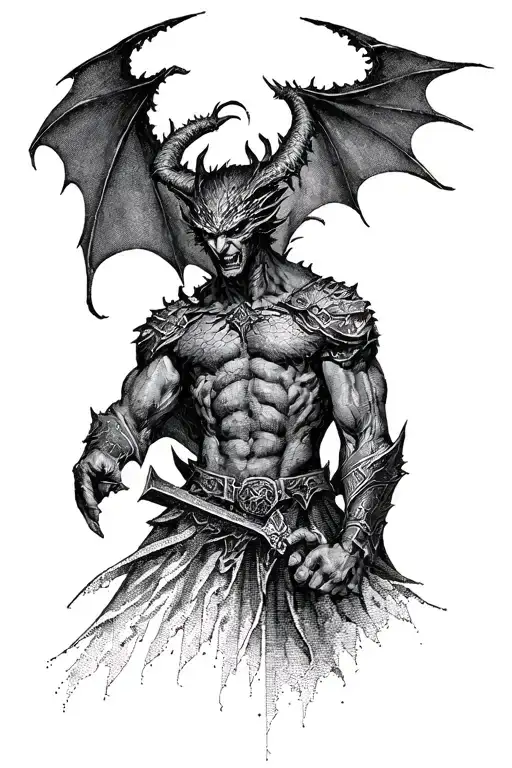 devilman vs Paladin tattoo design idea