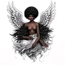 Afro Angel tattoo design idea