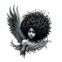 Afro Angel tattoo design idea