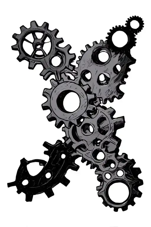 cogs under skin tattoo design idea