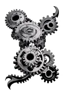 cogs under skin tattoo design idea