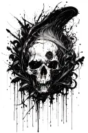 dark abstract, expressive blackwork, raw brush strokes cyber gothic ornamental, black ink tattoo design idea