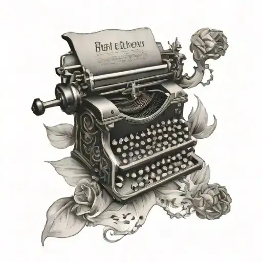 fantasy typewriter tattoo design idea