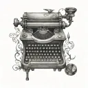 fantasy typewriter tattoo design idea