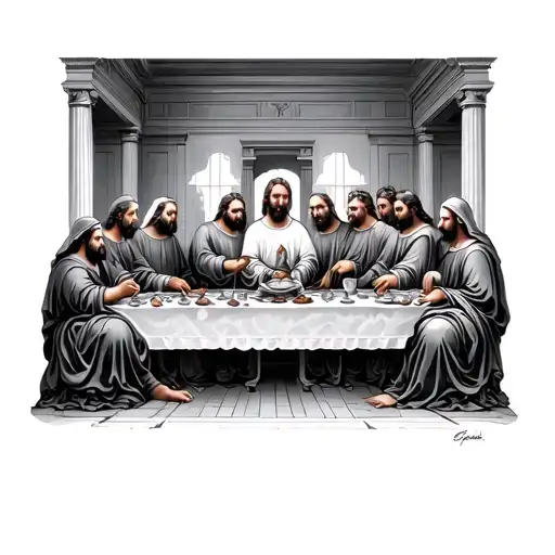 the last supper table tattoo design idea