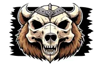 Viking bear skull tattoo design idea