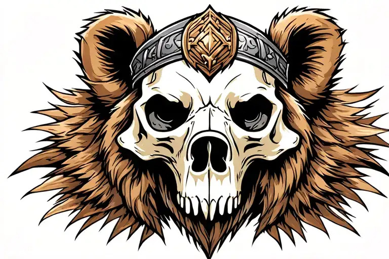 Viking bear skull tattoo design idea
