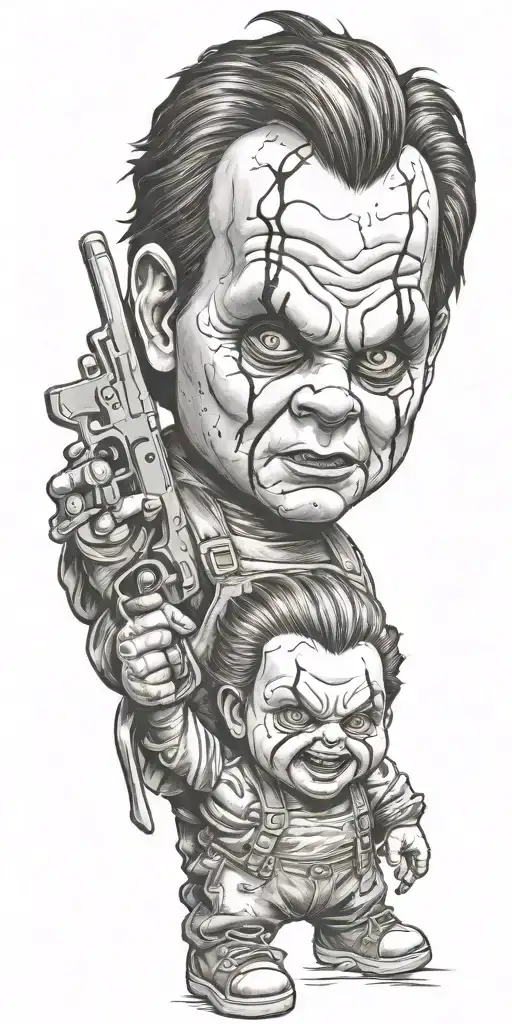 chucky, ghostface, leatherface, michael myers tattoo design idea