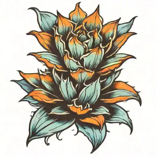 blue agave plant tattoo design idea