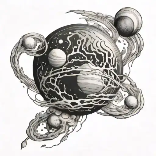 anxiety as a planet tattoo design idea