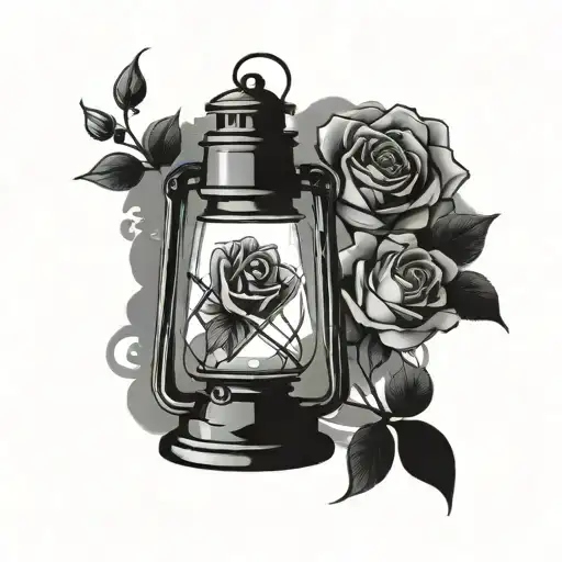 Roses and plage doctor holding lantern shining light tattoo design idea