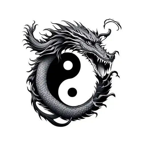 Dragon and Yin Yang tattoo design idea